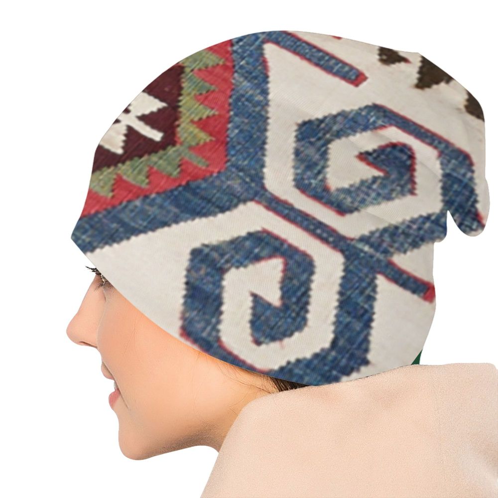 Custom Persian Kilim Print Skullies Beanies Caps Cool Warm Knitted Hats Unisex Bohemian Geometric Ethnic Style Bonnet Hats