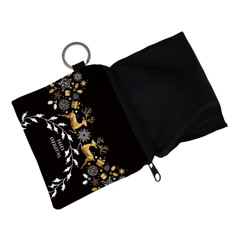 Bohemian Style Small Coin Purse Mini Wallet Coin Bag Datura flower pattern Print Waterproof with Zipper Keys Wallets for Women