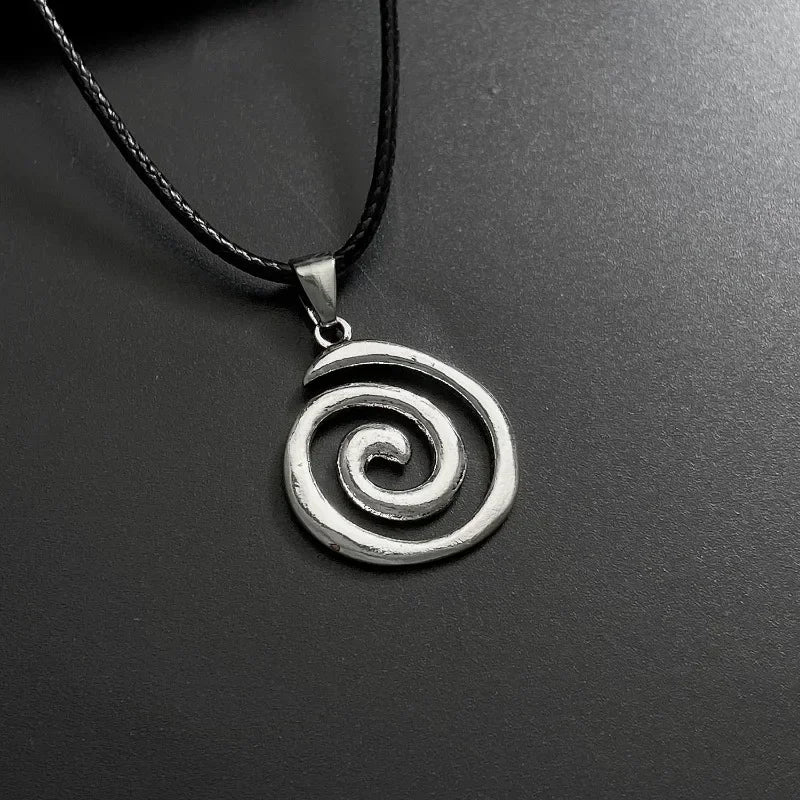 Vintage Spiral Vortex Pendant Necklace Hand-woven Leather Rope Necklace for Women Boho Goth Necklace Fashion 2023 Y2K Jewelry