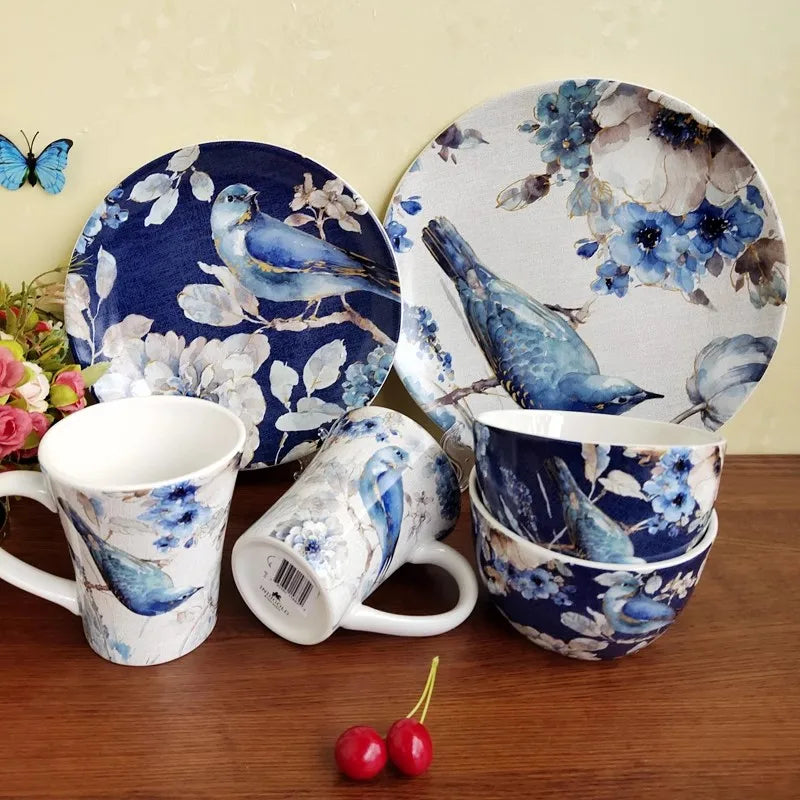 Boho Ceramic Tableware Set, Rice Bowl, Salad Plate, Home Decor, Living Room, Western Food Steak Mug