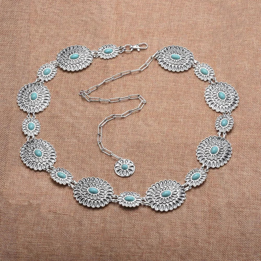 2024 New Indian Silver Plated Vintage Body Belly Chains Women Boho Ethnic Statement Long Waist Chain Necklace Waistband Jewelry