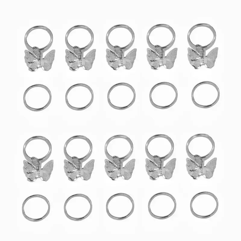 5-20pcs Boho Butterfly Hair Ring Dreadlocks Beads Hair Braid Rings Clips Dread Locks Hair Braiding Accessories