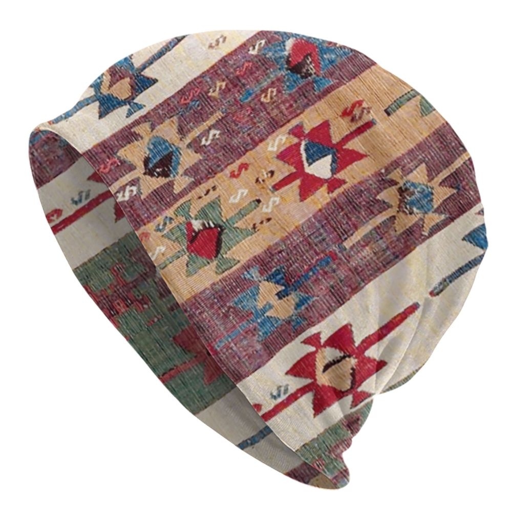 Custom Persian Kilim Print Skullies Beanies Caps Cool Warm Knitted Hats Unisex Bohemian Geometric Ethnic Style Bonnet Hats