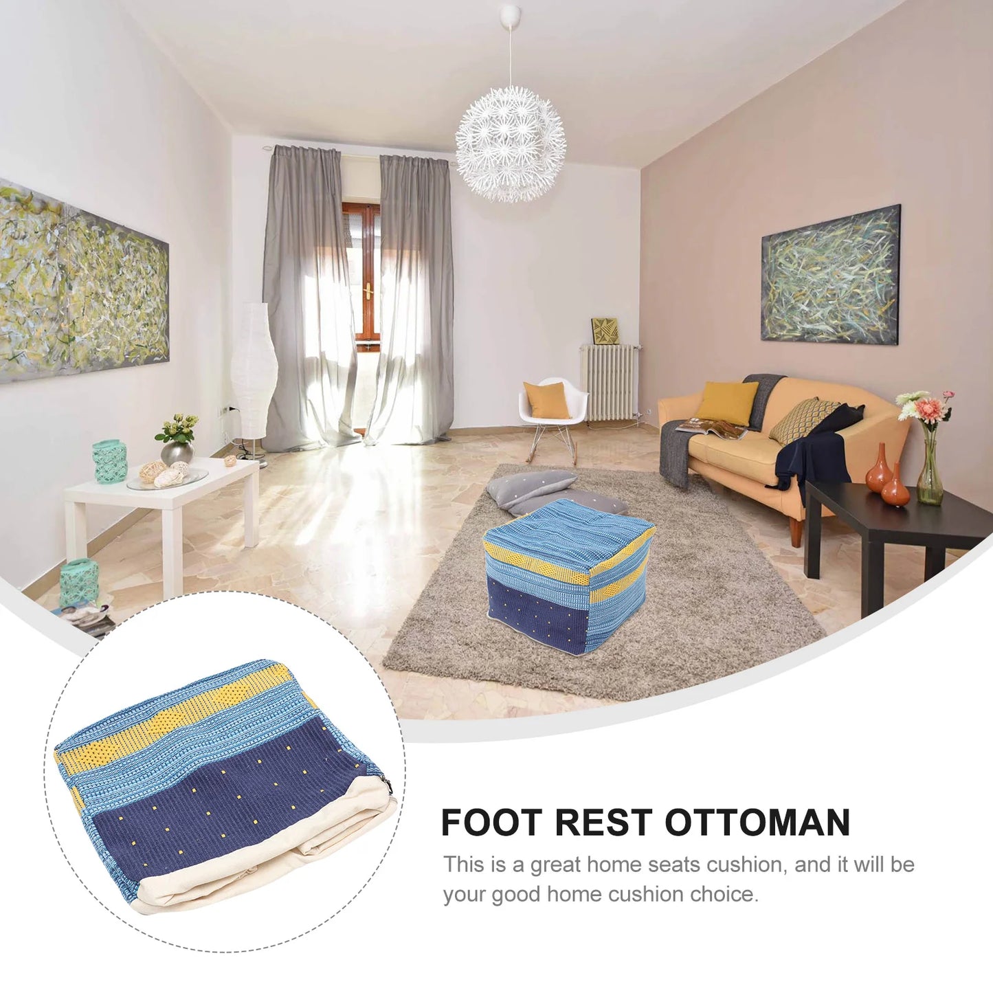 Footstool Square Tatami Seats Cover Furry Cushion Boho Pillows Bean Bag Office Chair Gym Sofa Cotton Linen Japanese Bed