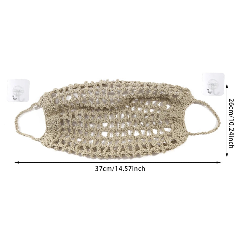 Macrame Handwoven Fruit Hammock Banana Holder Boho Cotton Rope Hanging Net Basket Home Kitchen Under Cabinet