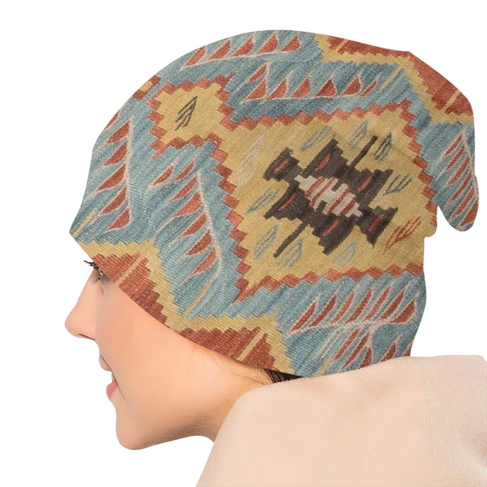 Custom Persian Kilim Print Skullies Beanies Caps Cool Warm Knitted Hats Unisex Bohemian Geometric Ethnic Style Bonnet Hats