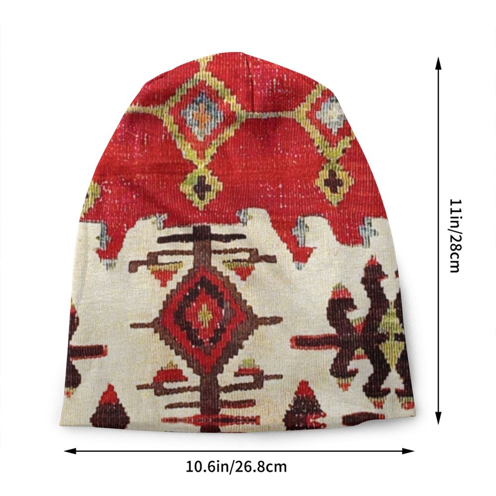 Custom Persian Kilim Print Skullies Beanies Caps Cool Warm Knitted Hats Unisex Bohemian Geometric Ethnic Style Bonnet Hats