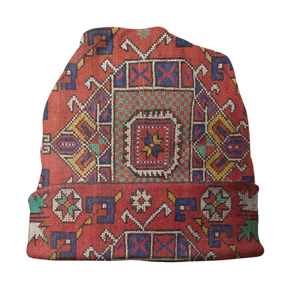 Custom Persian Kilim Print Skullies Beanies Caps Cool Warm Knitted Hats Unisex Bohemian Geometric Ethnic Style Bonnet Hats