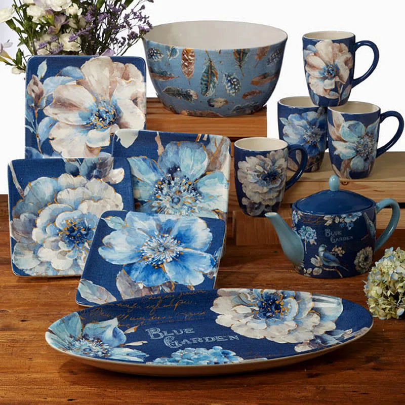 Boho Ceramic Tableware Set, Rice Bowl, Salad Plate, Home Decor, Living Room, Western Food Steak Mug