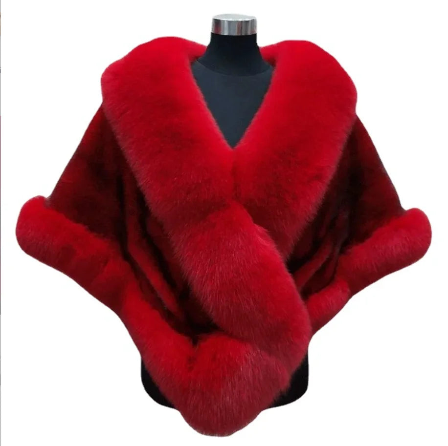 Luxury Faux Fur Scarf Cape Winter Warm Bolero Bridal Poncho Elegant Soft Mink Female Wedding Cloak Jacket E162