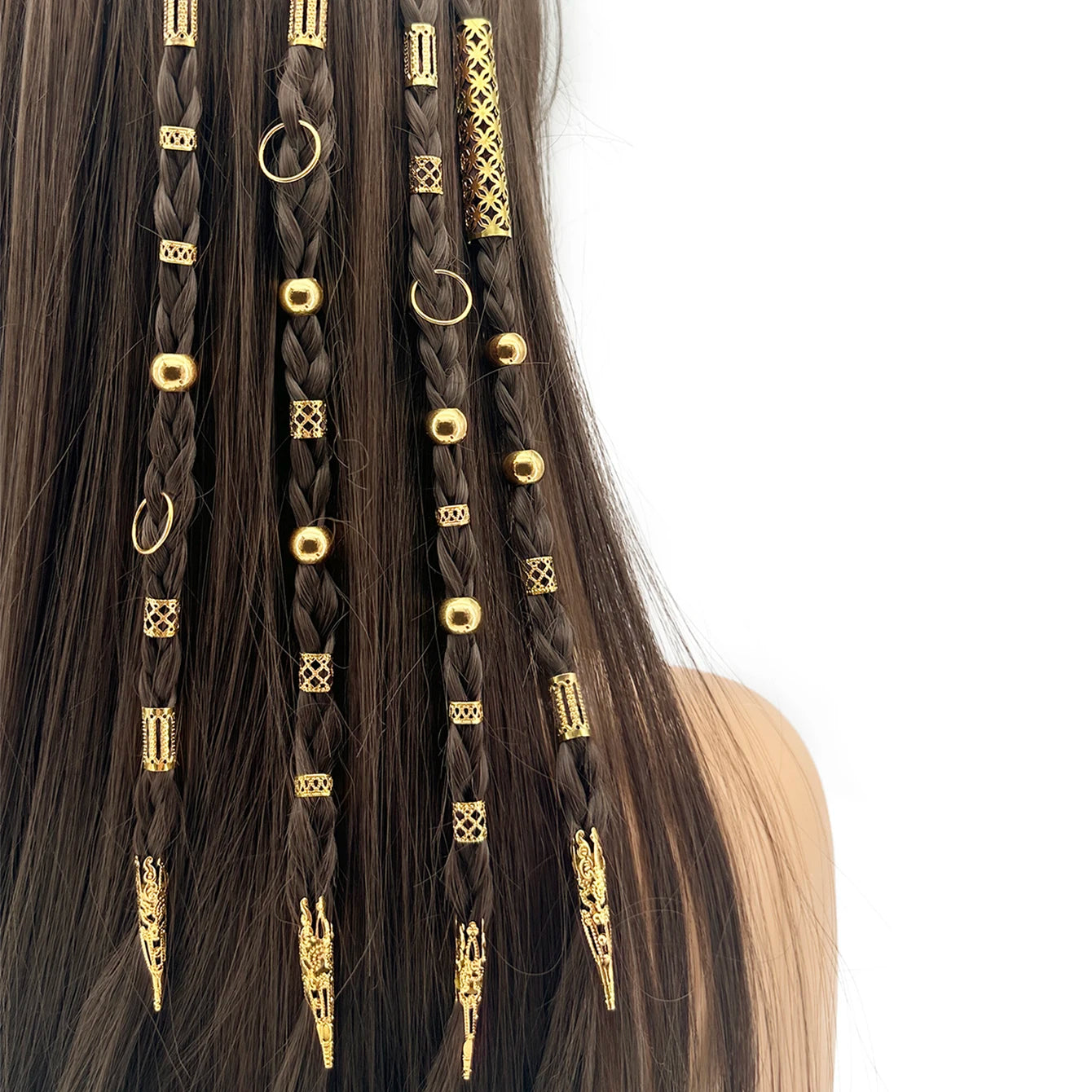 102pcs boho Hollow Braids Hair Rings Metal Dreadlock Hair Cuff Pins Different Length Hair Barrettes For Women Hair Accessories