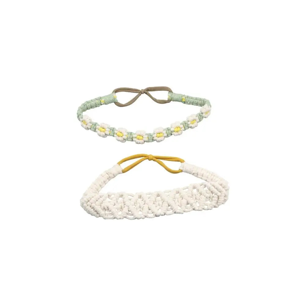 Cute Ethnic Style Flower Turban Headwrap Braided Rope Bohemian Headband Macrame Hair Band Women Hair Scarf Crochet Bandana