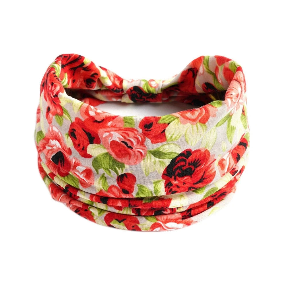 Boho Knot Turbans Yoga Elastic Head Wrap Women Headband Wide Hairbands Headwear Floral Bandanas Fashion Hair Band Accessories