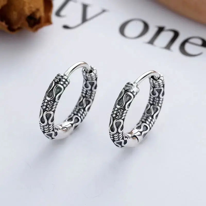 Vintage Simple Small Hoop Earrings Stainless Steel Hypoallergenic Earrings for Men Women Cool Indian Boho Jewelry