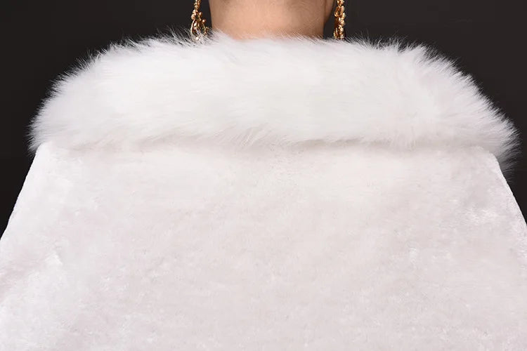 Luxury Faux Fur Scarf Cape Winter Warm Bolero Bridal Poncho Elegant Soft Mink Female Wedding Cloak Jacket E162