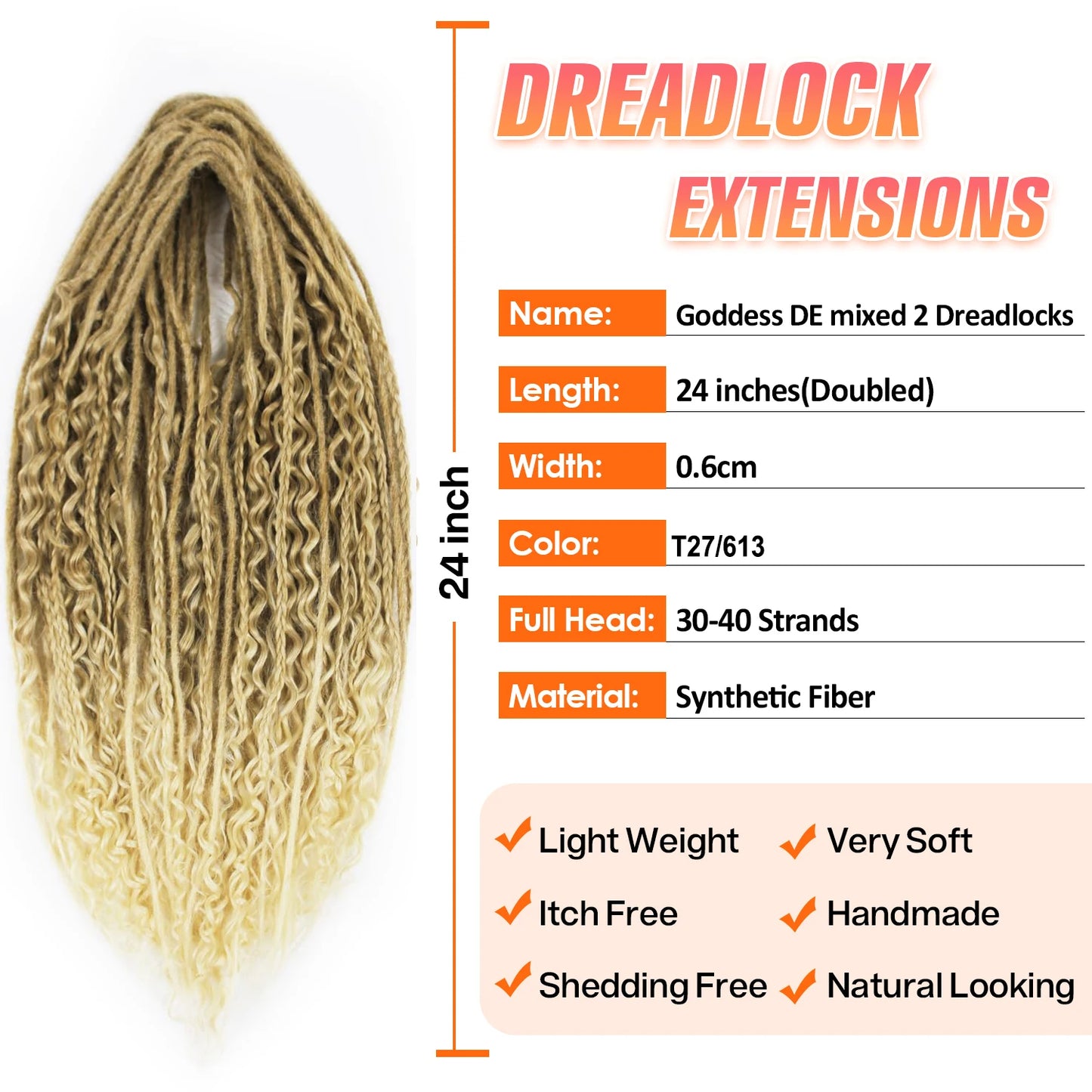 Double Ended Synthetic Dreadlock Extensions Ombre Blonde Boho Crochet Hippie Dreads 10 Strands Handmade Bohemian Box Braids
