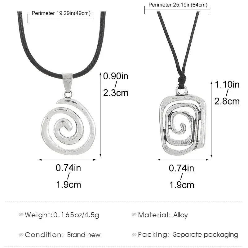 Vintage Spiral Vortex Pendant Necklace Hand-woven Leather Rope Necklace for Women Boho Goth Necklace Fashion 2023 Y2K Jewelry