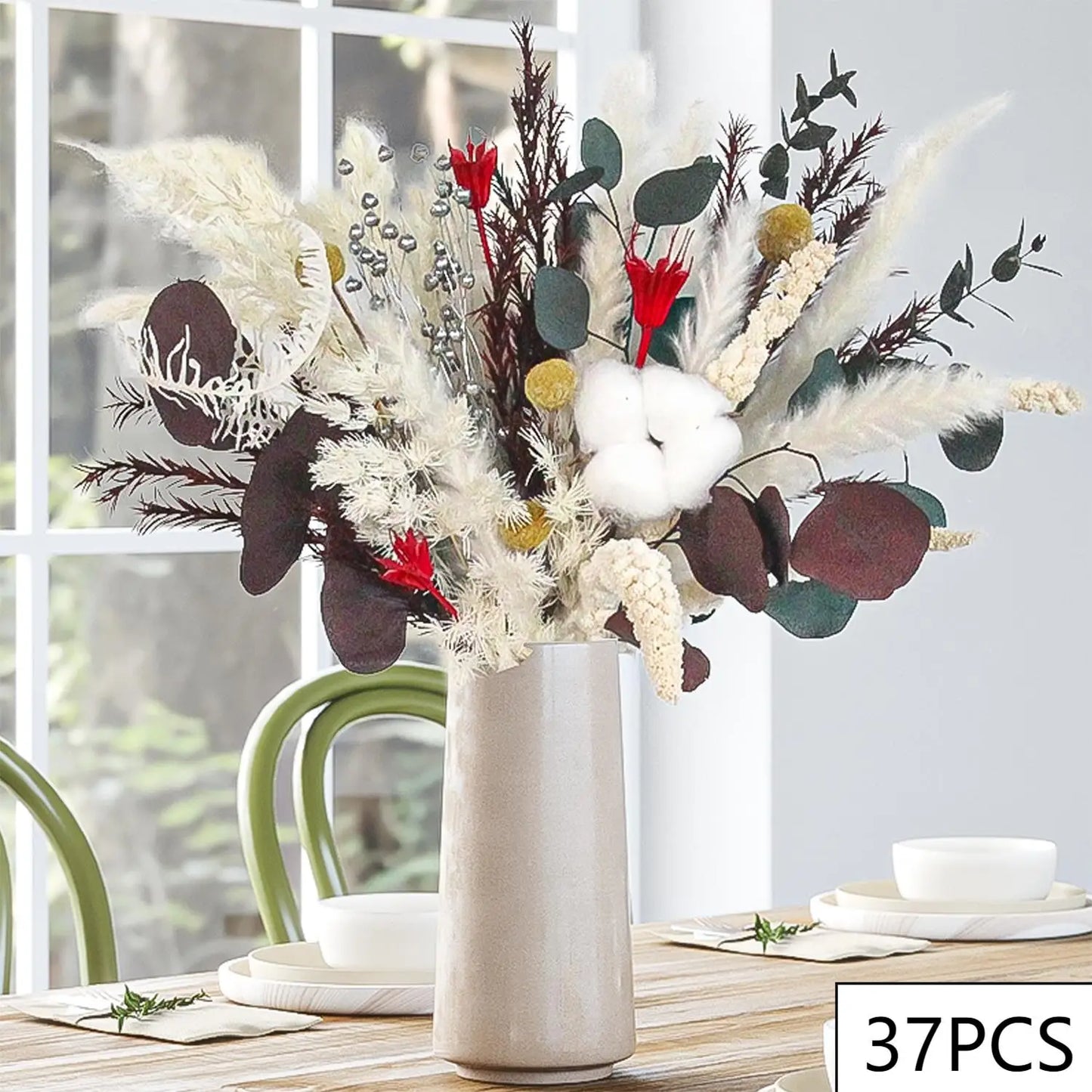 Natural Dried Pampas Grass Flowers Bouquet for Christmas Decoration Reed Eucalyptus Boho Home Decor DIY Making Craft Accessories
