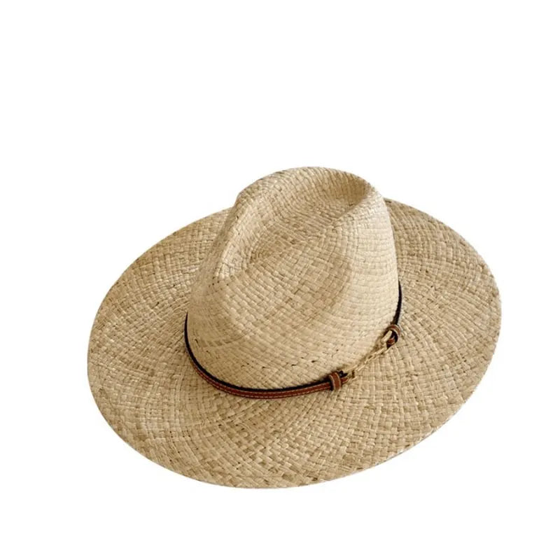 Fashion Vintage Raffia Straw Jazz Hats For Women Men Caps Summer Beach Casual Fedora Hat Jazz Hat Elegant Sunhat Chapeau Enfant