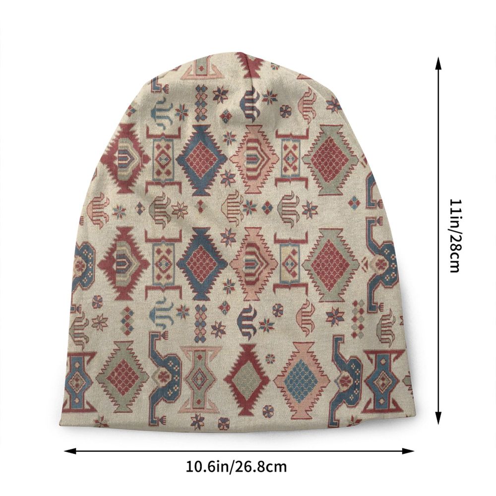 Custom Persian Kilim Print Skullies Beanies Caps Cool Warm Knitted Hats Unisex Bohemian Geometric Ethnic Style Bonnet Hats
