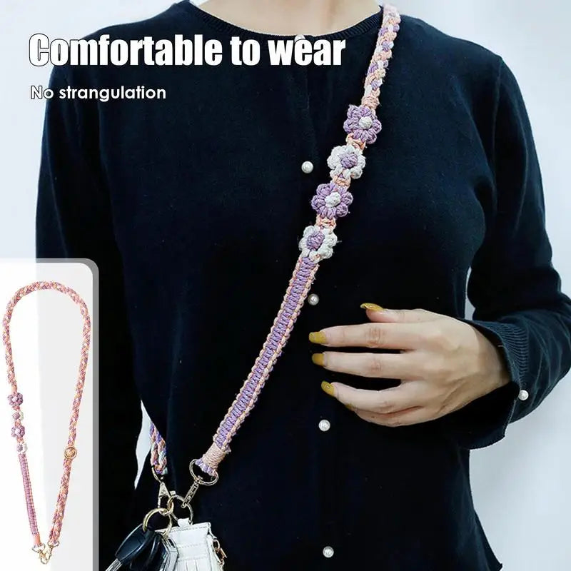 Daisy Lanyard Wallet Anti-Loss Phone Chain Boho Phone Charm Lanyard Wrist Strap Adjustable Phone Chain String For Phone Case
