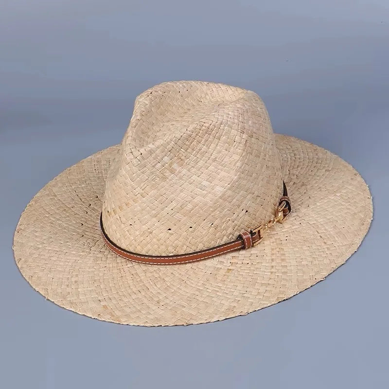 Fashion Vintage Raffia Straw Jazz Hats For Women Men Caps Summer Beach Casual Fedora Hat Jazz Hat Elegant Sunhat Chapeau Enfant
