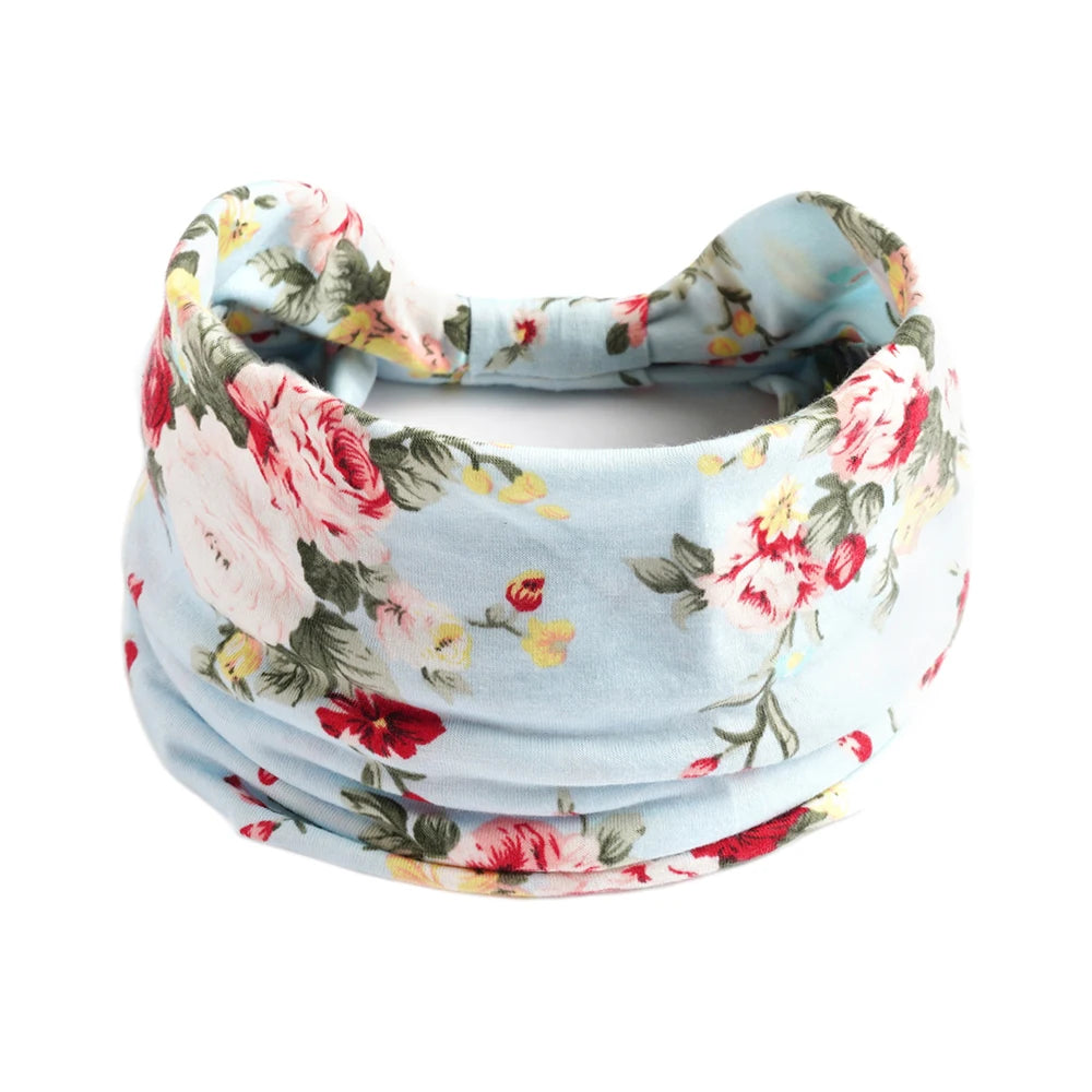 Boho Knot Turbans Yoga Elastic Head Wrap Women Headband Wide Hairbands Headwear Floral Bandanas Fashion Hair Band Accessories