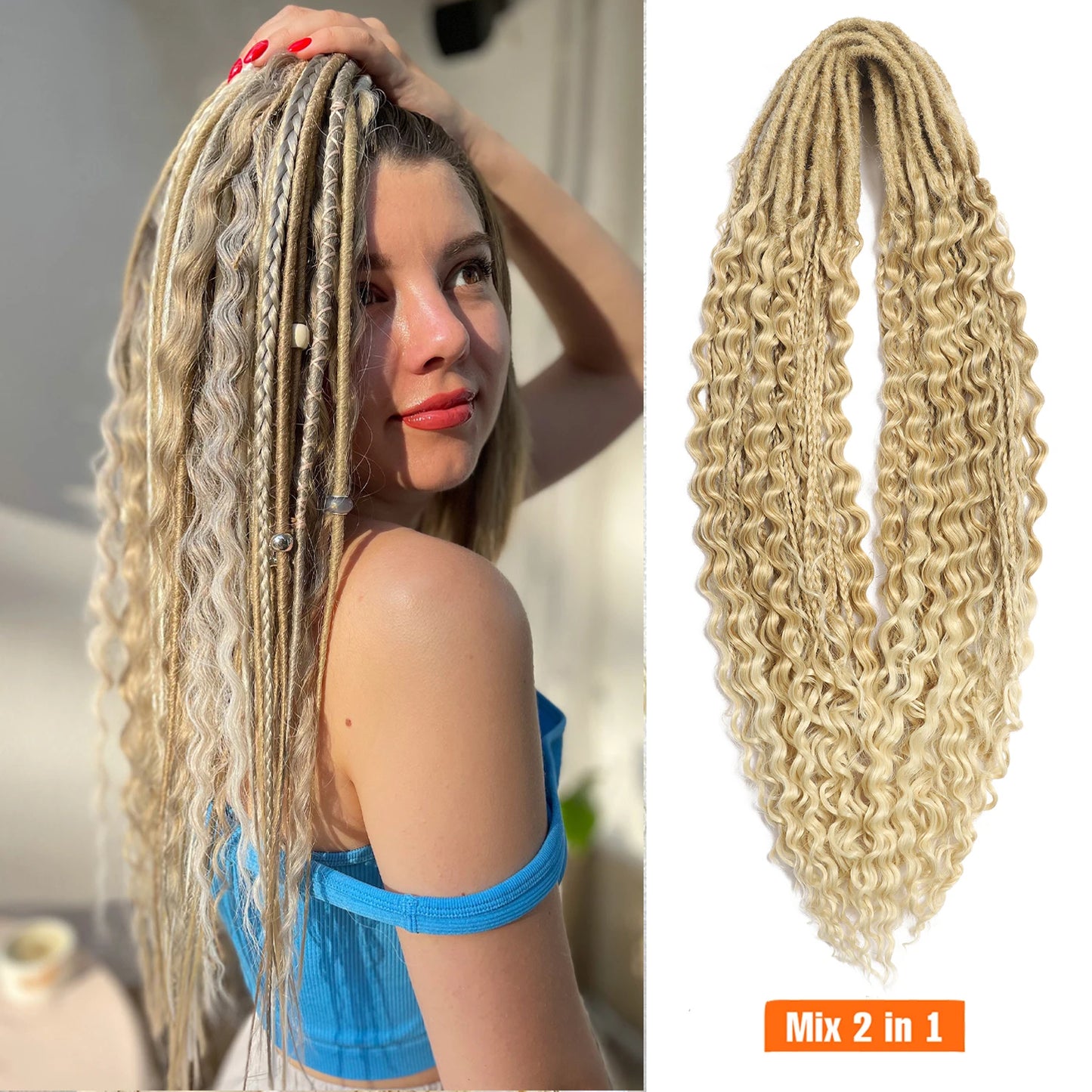 Double Ended Synthetic Dreadlock Extensions Ombre Blonde Boho Crochet Hippie Dreads 10 Strands Handmade Bohemian Box Braids