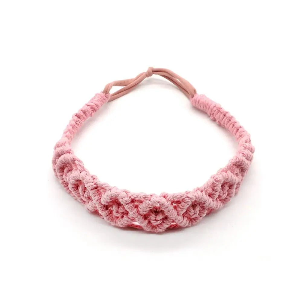 Cute Ethnic Style Flower Turban Headwrap Braided Rope Bohemian Headband Macrame Hair Band Women Hair Scarf Crochet Bandana