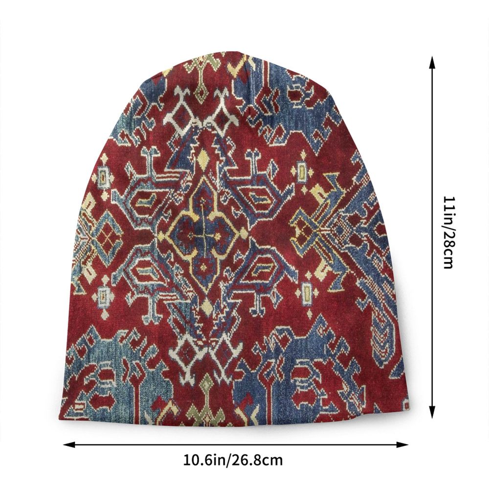 Custom Persian Kilim Print Skullies Beanies Caps Cool Warm Knitted Hats Unisex Bohemian Geometric Ethnic Style Bonnet Hats