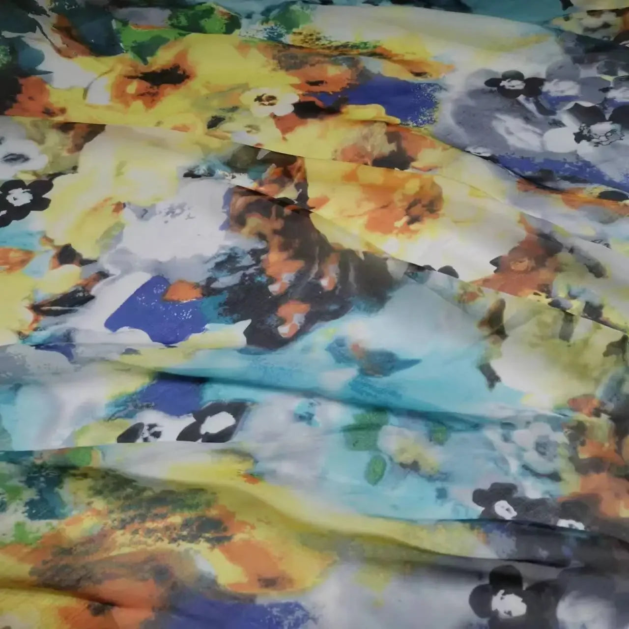 Pure Silk 100% Fabric On Sale Bohemian Floral Chiffon Style Width 135cm Soft 6mm Dress Scarf Material