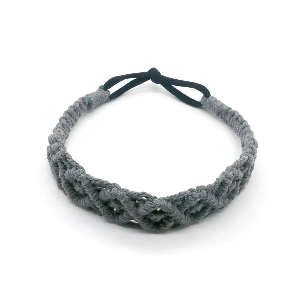 Cute Ethnic Style Flower Turban Headwrap Braided Rope Bohemian Headband Macrame Hair Band Women Hair Scarf Crochet Bandana