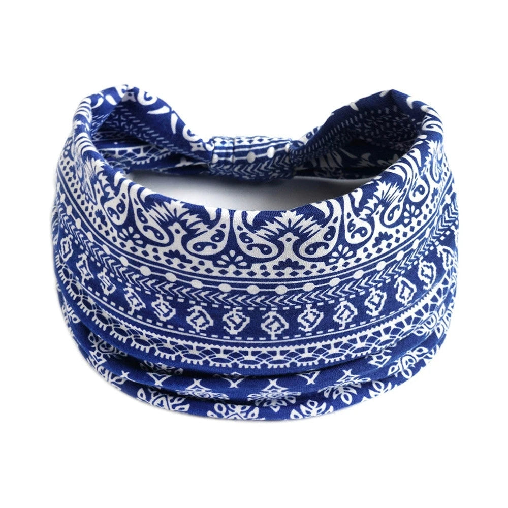 Boho Knot Turbans Yoga Elastic Head Wrap Women Headband Wide Hairbands Headwear Floral Bandanas Fashion Hair Band Accessories