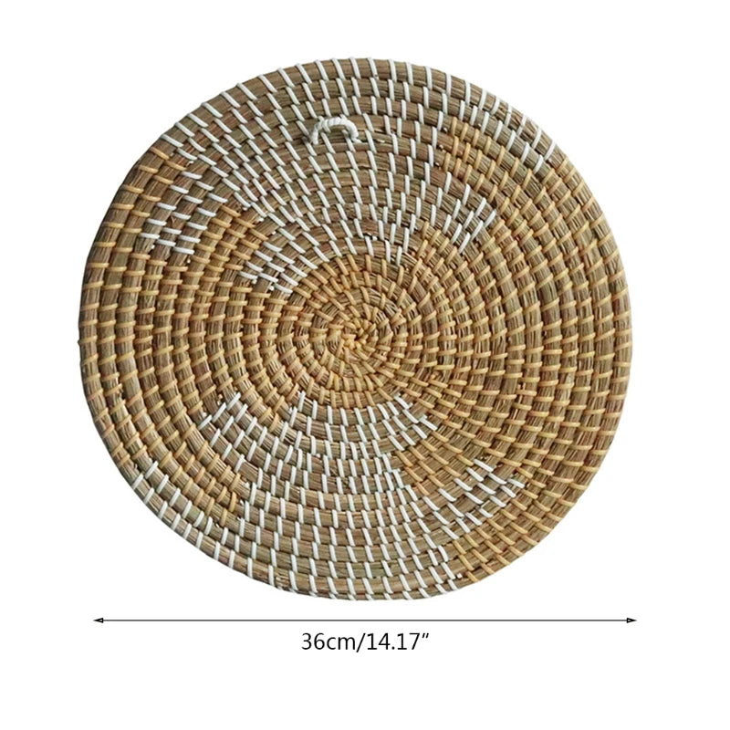 Seagrass Wall Basket Decor Hanging Boho Woven Flat Baskets for Living Room Family Room Bedroom Kitchen Bathroom Decor