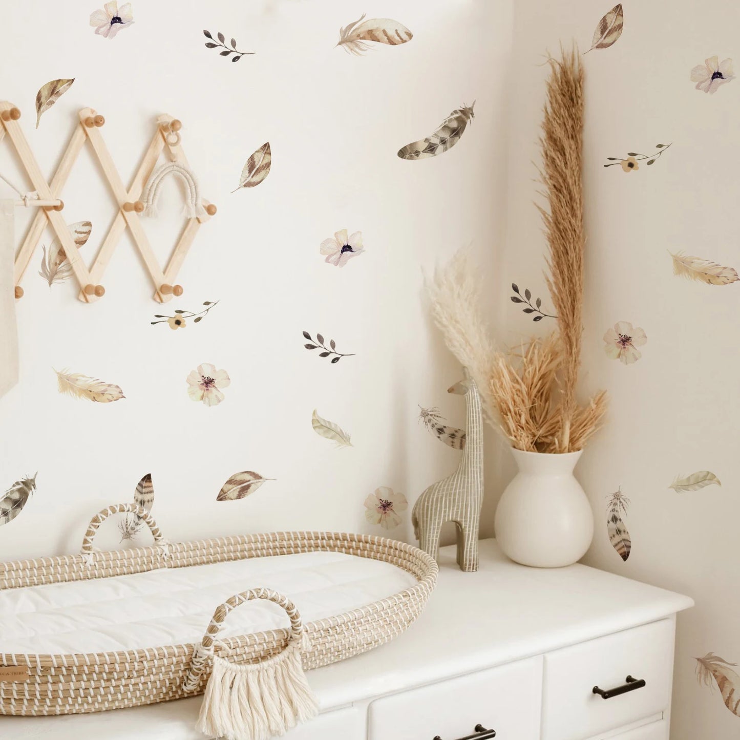 Boho Watercolour Flower Wall Stickers for Kids Rooms Living Room Wall Decor Kitchen Decoration Decals Art Decal Mural Background
