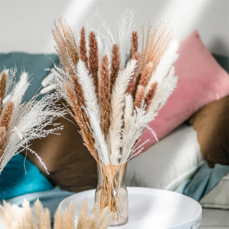 60PCS Dry Flower For Decoration Pampas Grass Boho Home Decor Country Wedding Accessories Deco Dried Flowers Dekoration Pampa
