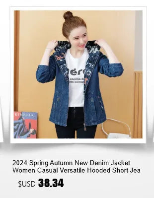 2024 Spring Women's Jacket Boho Denim Female Floral Appliques Embroidery Vintage Coat Long Sleeve Outerwear Jackets Coatee