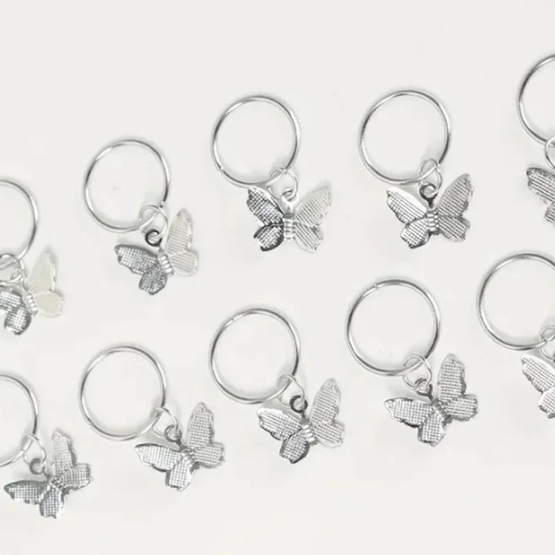 5-20pcs Boho Butterfly Hair Ring Dreadlocks Beads Hair Braid Rings Clips Dread Locks Hair Braiding Accessories