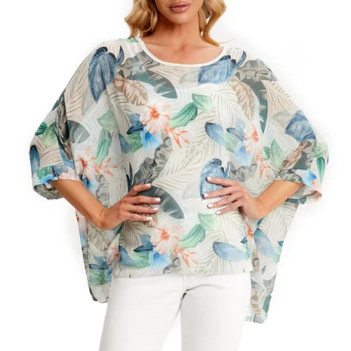 BHflutter Blouse Plus Size 2022 New Batwing Casual Summer Blouse Women Boho Chiffon Shirt Top Shirt Women