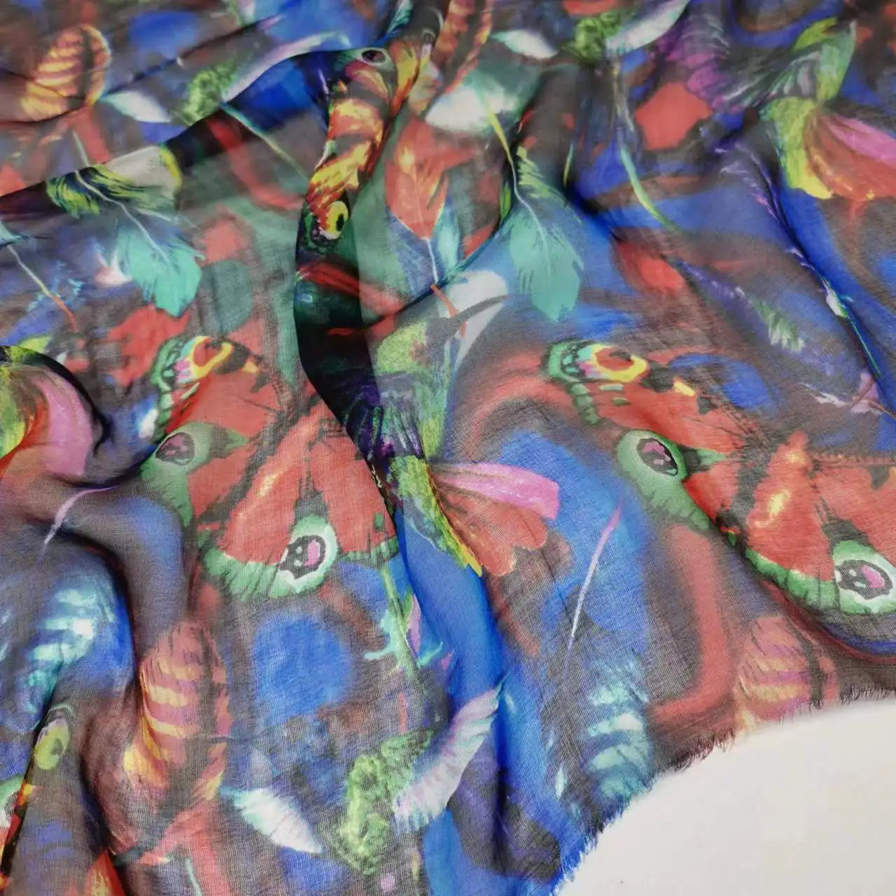 Pure Silk 100% Fabric On Sale Bohemian Floral Chiffon Style Width 135cm Soft 6mm Dress Scarf Material