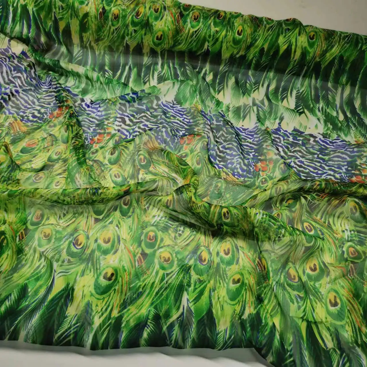 Pure Silk 100% Fabric On Sale Bohemian Floral Chiffon Style Width 135cm Soft 6mm Dress Scarf Material
