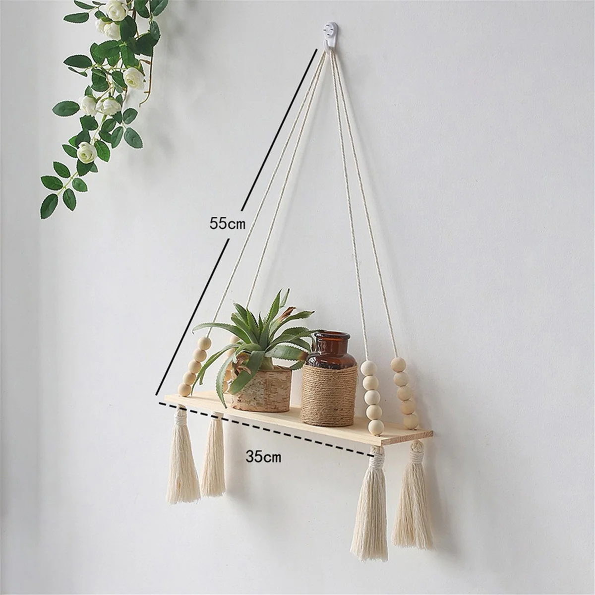 Shelf Boho Decor Shelves on Wall Wood Decoration for Bedroom Living Room A