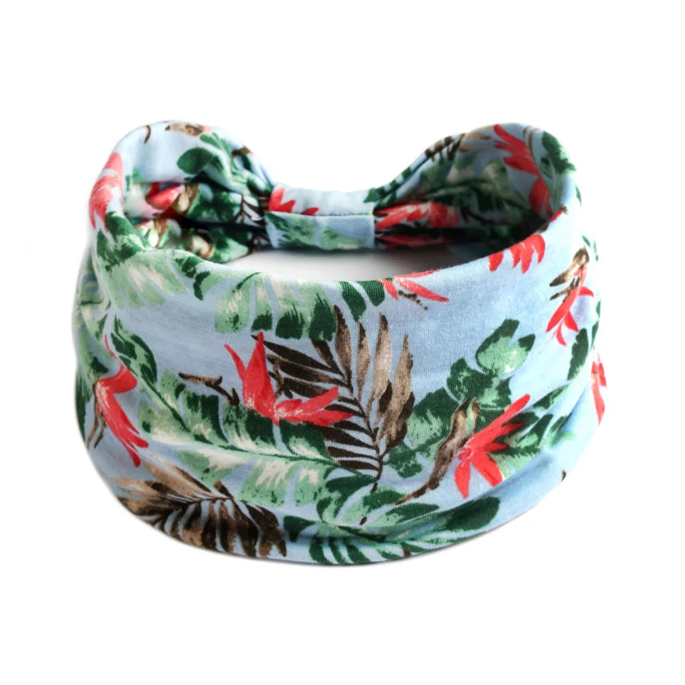 Boho Knot Turbans Yoga Elastic Head Wrap Women Headband Wide Hairbands Headwear Floral Bandanas Fashion Hair Band Accessories
