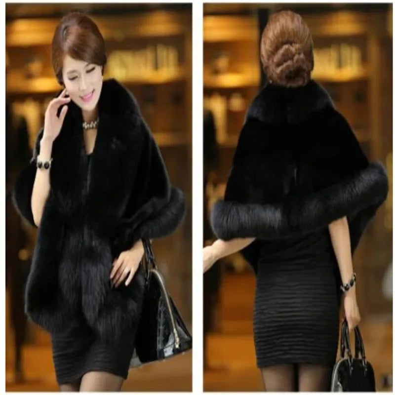 Luxury Faux Fur Scarf Cape Winter Warm Bolero Bridal Poncho Elegant Soft Mink Female Wedding Cloak Jacket E162