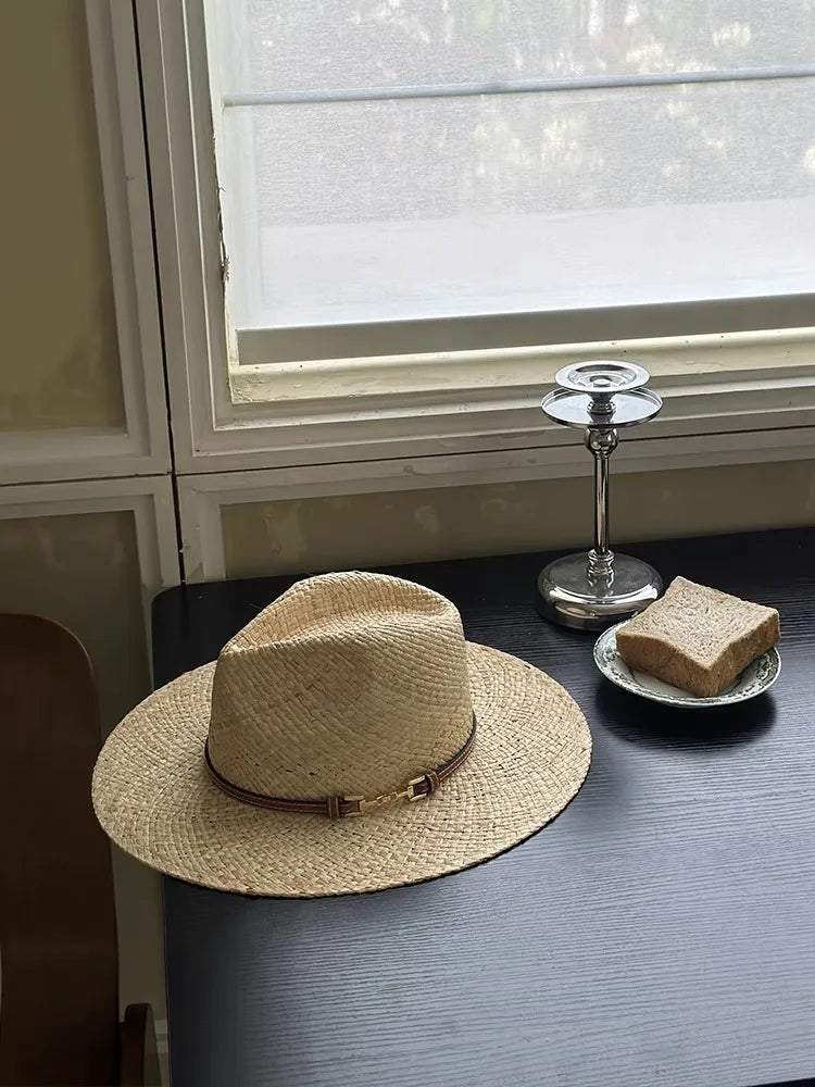 Fashion Vintage Raffia Straw Jazz Hats For Women Men Caps Summer Beach Casual Fedora Hat Jazz Hat Elegant Sunhat Chapeau Enfant