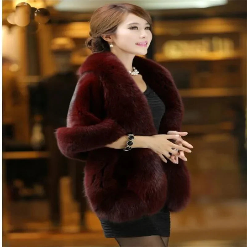 Luxury Faux Fur Scarf Cape Winter Warm Bolero Bridal Poncho Elegant Soft Mink Female Wedding Cloak Jacket E162
