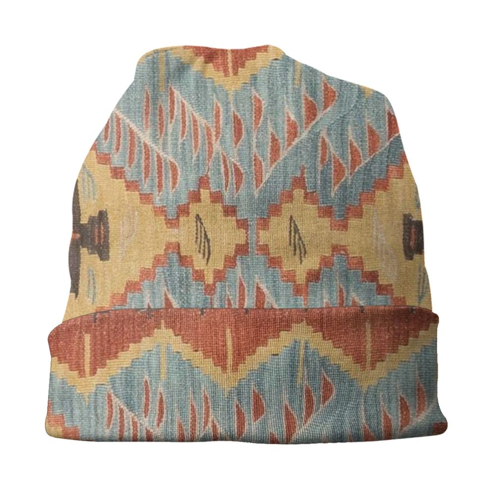 Custom Persian Kilim Print Skullies Beanies Caps Cool Warm Knitted Hats Unisex Bohemian Geometric Ethnic Style Bonnet Hats