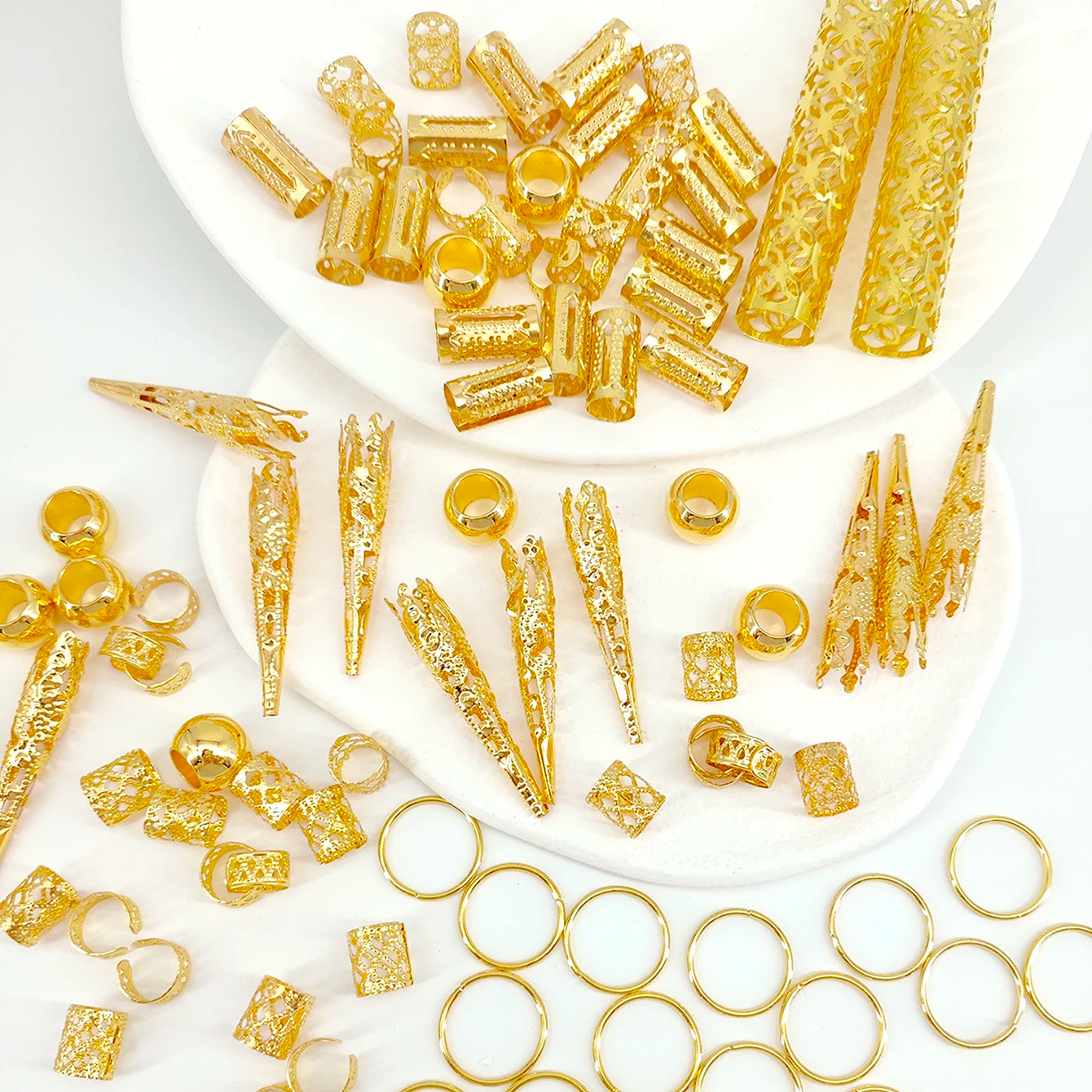 102pcs boho Hollow Braids Hair Rings Metal Dreadlock Hair Cuff Pins Different Length Hair Barrettes For Women Hair Accessories