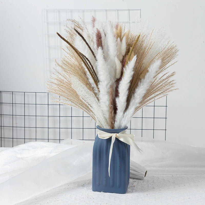 60PCS Dry Flower For Decoration Pampas Grass Boho Home Decor Country Wedding Accessories Deco Dried Flowers Dekoration Pampa