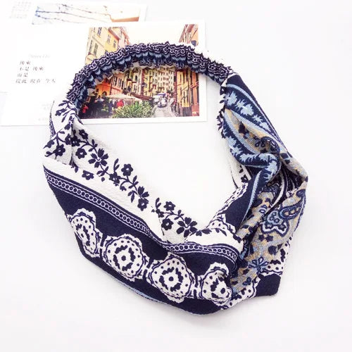 BOHOWAII Bandeau Cheveux Hair Band for Women Wide Head Wraps Knotted Elastic Teen Girls Yoga Workout Diademas Boho Chic Bandana